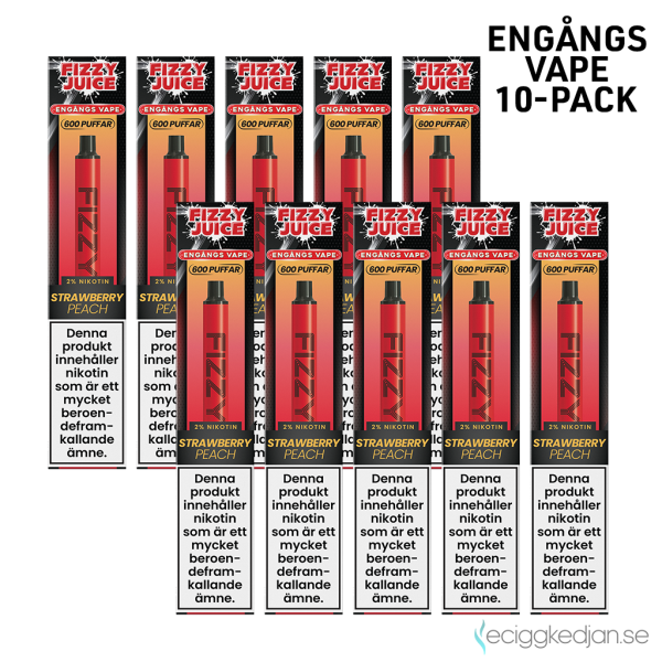 Fizzy | Strawberry Peach | Engångs Vape | 20mg | 10pack | OBS!! Utgånget Datum
