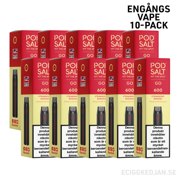 Pod Salt GO 600 | Strawberry Banana | Engångs Vape | 10-pack | OBS!! Utgånget Datum