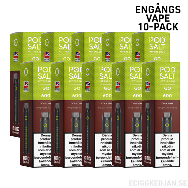 Pod Salt GO 600 | Cola Lime | Engångs Vape | 10-pack | OBS!! Utgånget Datum