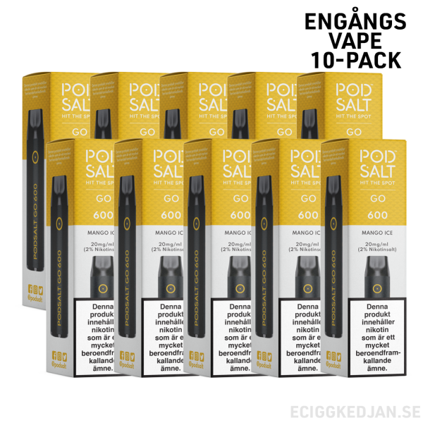Pod Salt GO 600 | Mango Ice | Engångs Vape | 10-pack | OBS!! Utgånget Datum