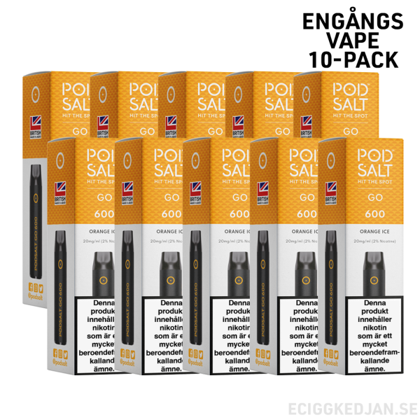 Pod Salt GO 600 | Orange Ice | Engångs Vape | 10-pack | OBS!! Utgånget Datum