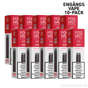 Pod Salt GO 600 | Strawberry Ice | Engångs Vape | 10-pack | OBS!! Utgånget Datum