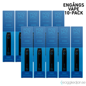 Pod Salt Go ZERO 2500 | Blue Raspberry | Engångs Vape | 0mg | 7ml | 10pack